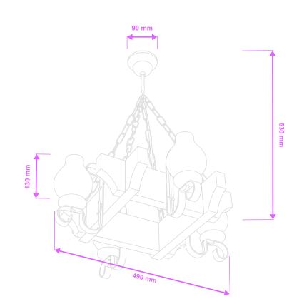 Brilagi - Lustr na řetězu QUEEN 4xE14/40W/230V buk