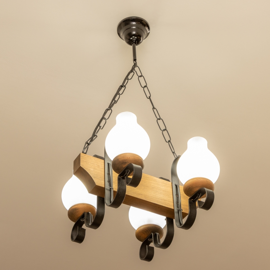 Brilagi - Lustr na řetězu QUEEN 4xE14/40W/230V buk