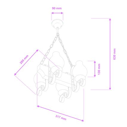 Brilagi - Lustr na řetězu QUEEN 4xE14/40W/230V buk