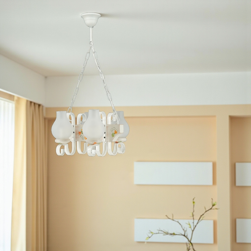 Brilagi - Lustr na řetězu QUEEN 4xE14/40W/230V buk/krémová