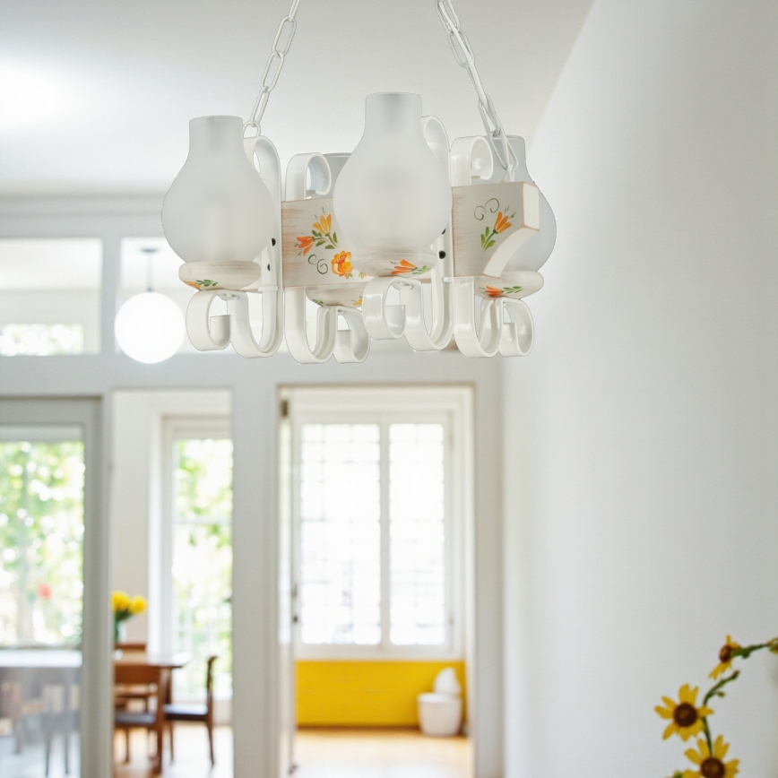 Brilagi - Lustr na řetězu QUEEN 4xE14/40W/230V buk/krémová