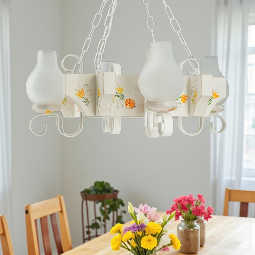 Brilagi - Lustr na řetězu QUEEN 4xE14/40W/230V buk/krémová