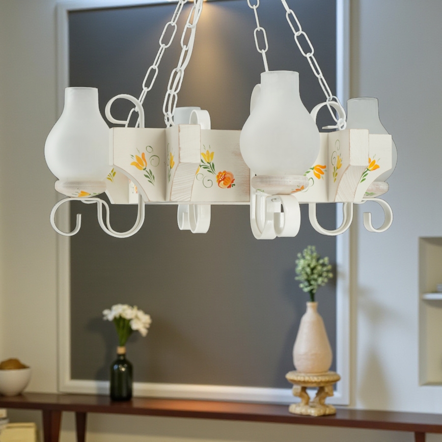 Brilagi - Lustr na řetězu QUEEN 4xE14/40W/230V buk/krémová