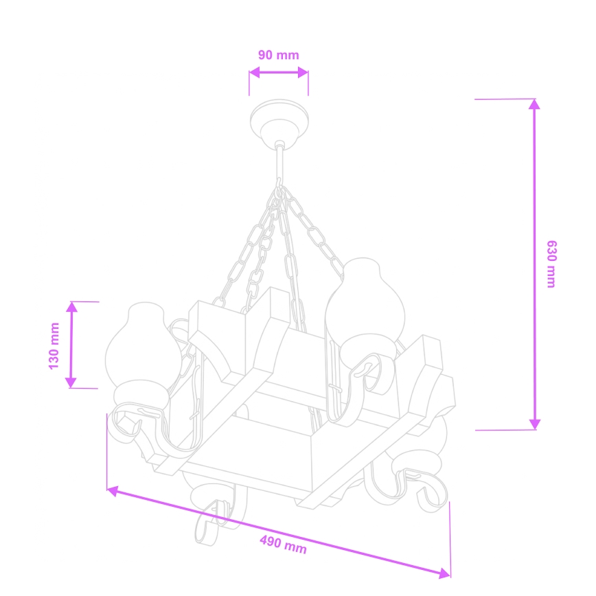 Brilagi - Lustr na řetězu QUEEN 4xE14/40W/230V buk/krémová