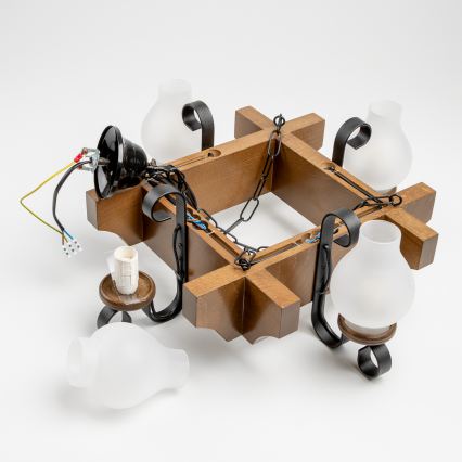 Brilagi - Lustr na řetězu QUEEN 4xE14/40W/230V buk/ořech