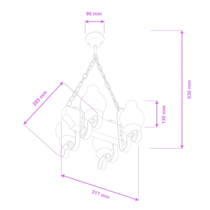 Brilagi - Lustr na řetězu QUEEN 4xE14/40W/230V buk/ořech