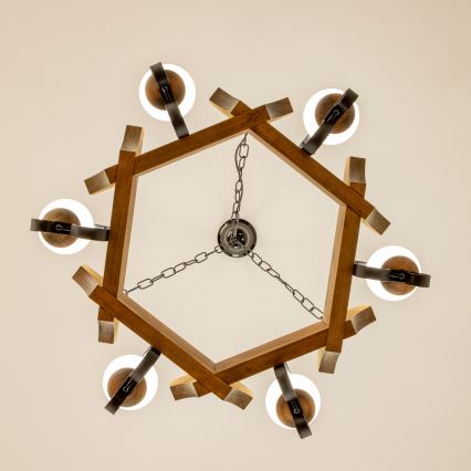 Brilagi - Lustr na řetězu QUEEN 6xE14/40W/230V buk