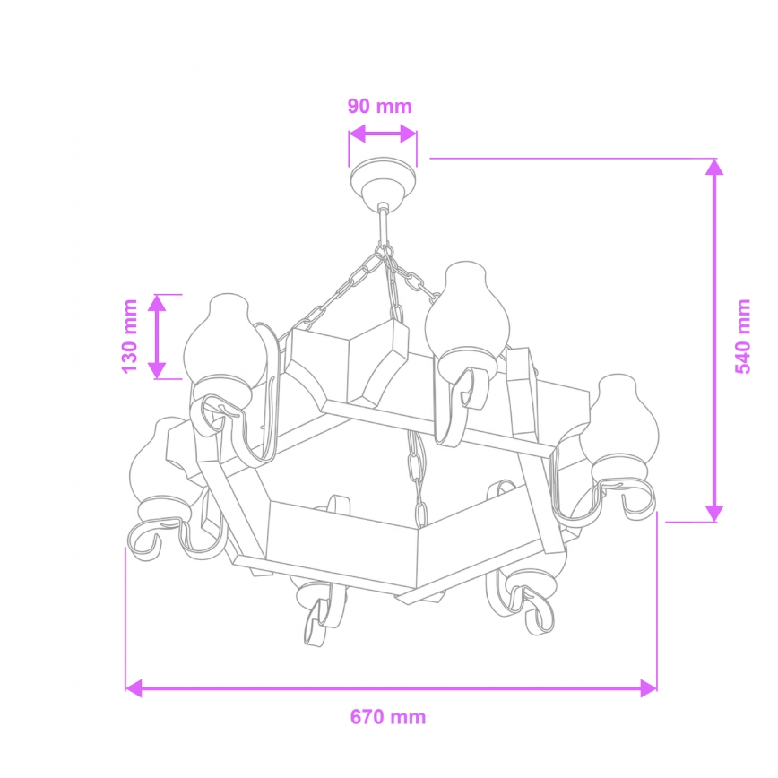 Brilagi - Lustr na řetězu QUEEN 6xE14/40W/230V buk