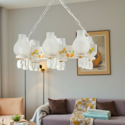 Brilagi - Lustr na řetězu QUEEN 6xE14/40W/230V buk/krémová