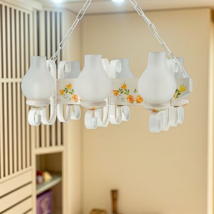 Brilagi - Lustr na řetězu QUEEN 6xE14/40W/230V buk/krémová