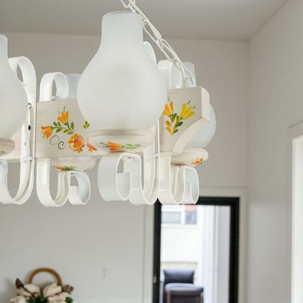 Brilagi - Lustr na řetězu QUEEN 6xE14/40W/230V buk/krémová