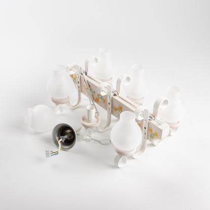 Brilagi - Lustr na řetězu QUEEN 6xE14/40W/230V buk/krémová