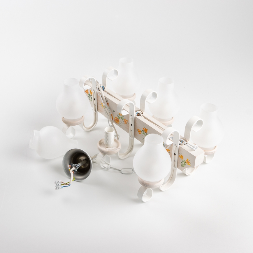 Brilagi - Lustr na řetězu QUEEN 6xE14/40W/230V buk/krémová