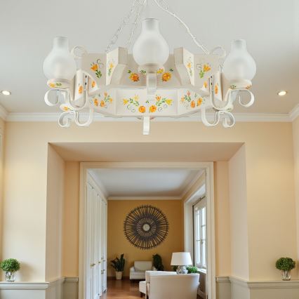 Brilagi - Lustr na řetězu QUEEN 6xE14/40W/230V buk/krémová