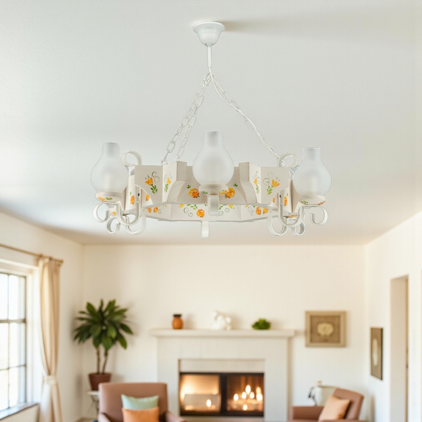 Brilagi - Lustr na řetězu QUEEN 6xE14/40W/230V buk/krémová