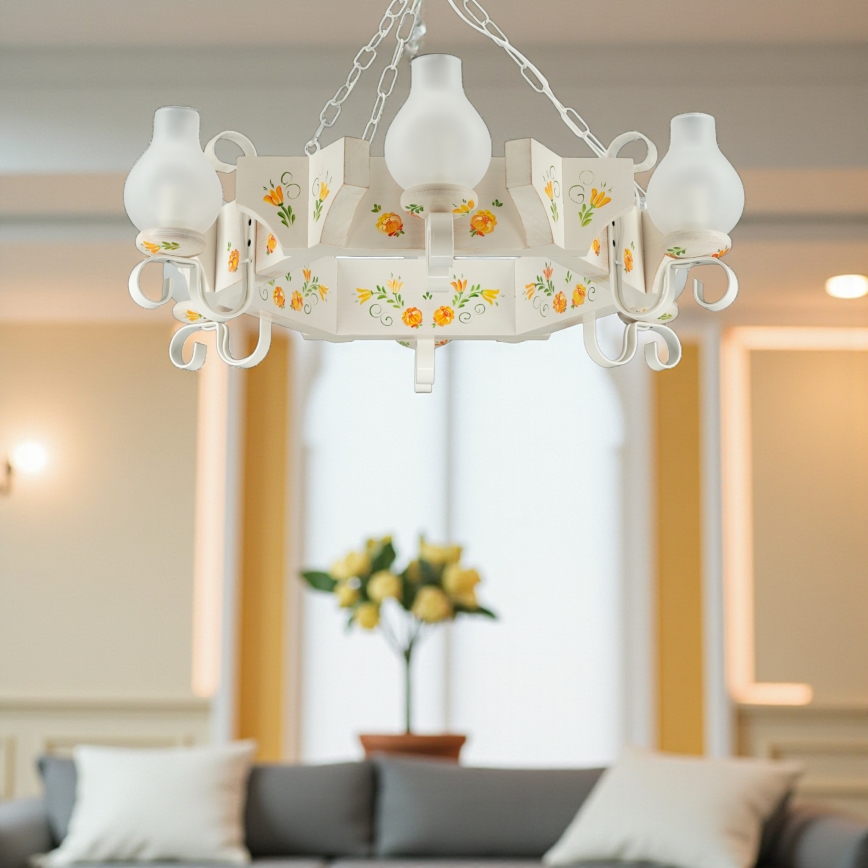 Brilagi - Lustr na řetězu QUEEN 6xE14/40W/230V buk/krémová