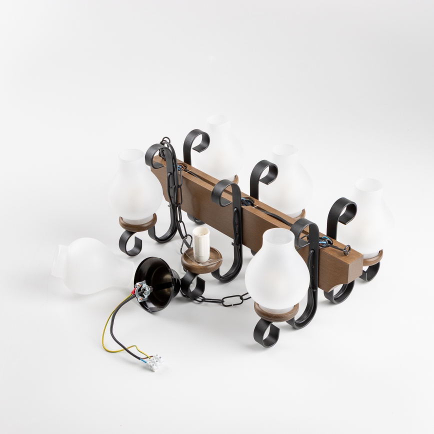 Brilagi - Lustr na řetězu QUEEN 6xE14/40W/230V buk/ořech