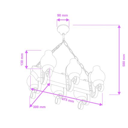 Brilagi - Lustr na řetězu QUEEN 6xE14/40W/230V buk/ořech