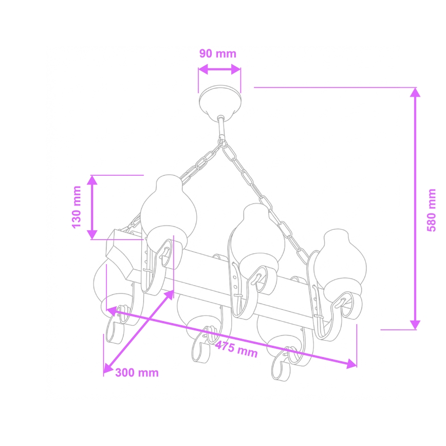 Brilagi - Lustr na řetězu QUEEN 6xE14/40W/230V buk/ořech