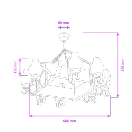 Brilagi - Lustr na řetězu QUEEN 8xE14/40W/230V buk/krémová
