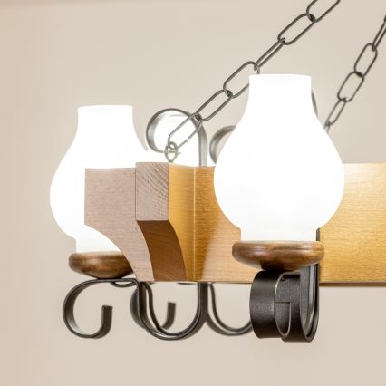 Brilagi - Lustr na řetězu QUEEN 8xE14/40W/230V buk/ořech