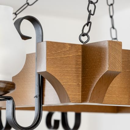 Brilagi - Lustr na řetězu QUEEN 8xE14/40W/230V buk/ořech