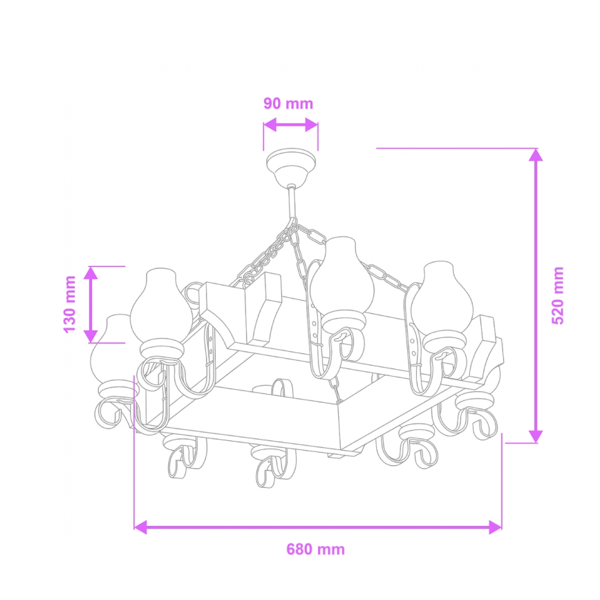 Brilagi - Lustr na řetězu QUEEN 8xE14/40W/230V buk/ořech