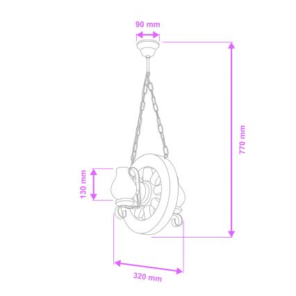 Brilagi - Lustr na řetězu ROATA 2xE14/40W/230V buk