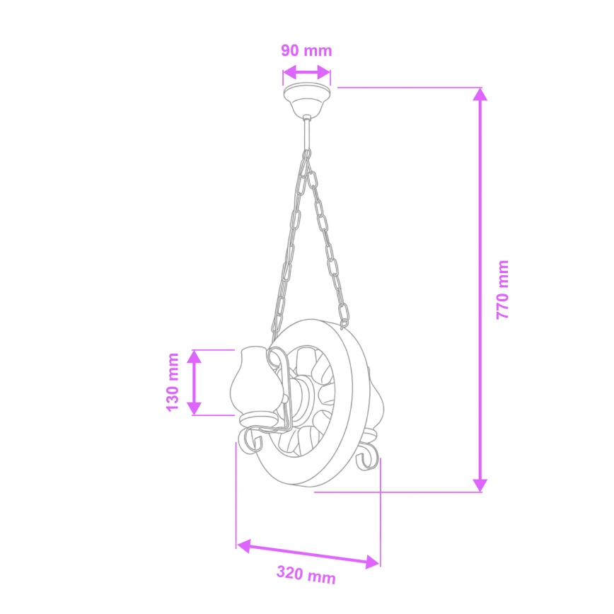 Brilagi - Lustr na řetězu ROATA 2xE14/40W/230V buk