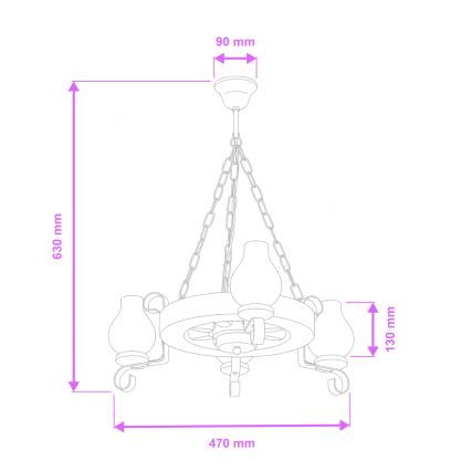 Brilagi - Lustr na řetězu ROATA 3xE14/40W/230V buk