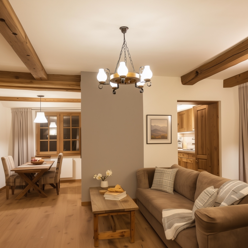 Brilagi - Lustr na řetězu ROATA 5xE14/40W/230V pr. 50 cm buk/ořech