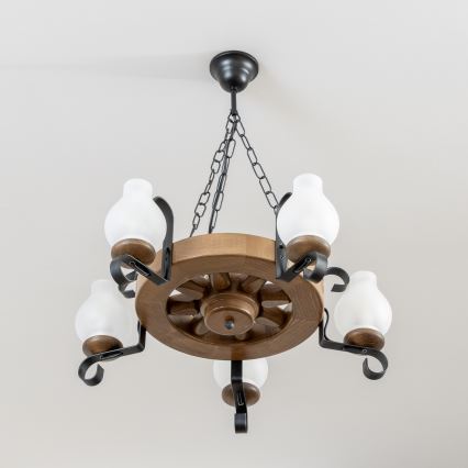 Brilagi - Lustr na řetězu ROATA 5xE14/40W/230V pr. 50 cm buk/ořech