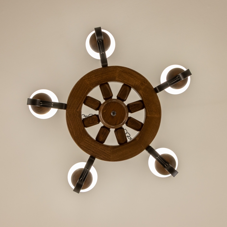 Brilagi - Lustr na řetězu ROATA 5xE14/40W/230V pr. 50 cm buk/ořech