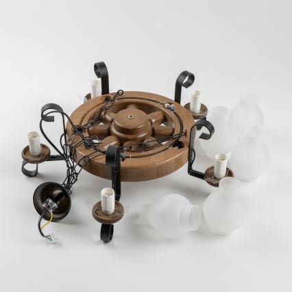 Brilagi - Lustr na řetězu ROATA 5xE14/40W/230V pr. 50 cm buk/ořech