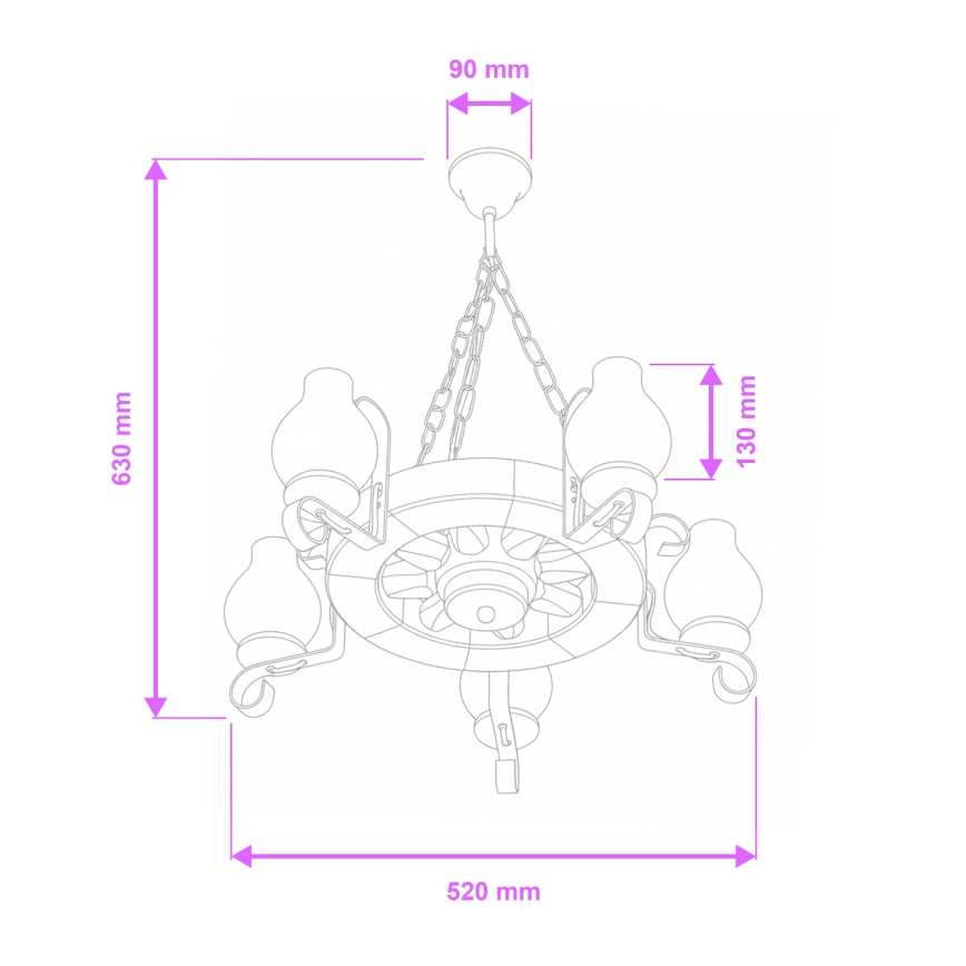 Brilagi - Lustr na řetězu ROATA 5xE14/40W/230V pr. 50 cm buk/ořech