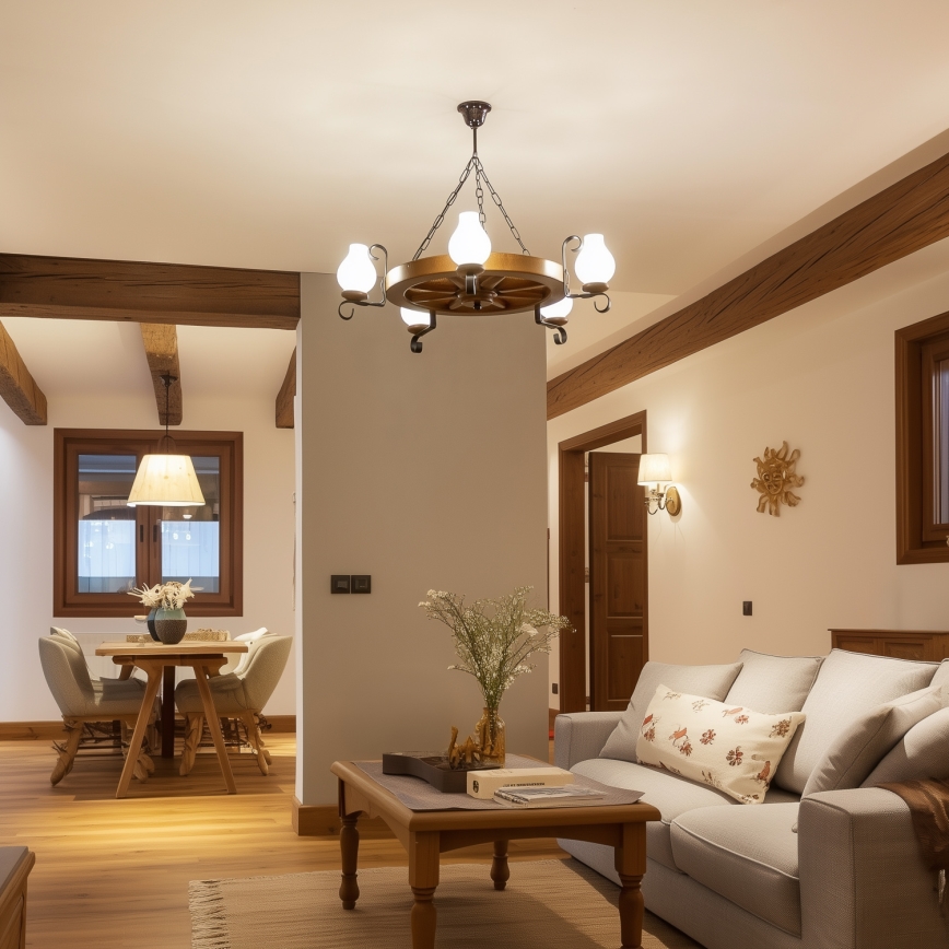 Brilagi - Lustr na řetězu ROATA 5xE14/40W/230V pr. 70 cm buk/ořech