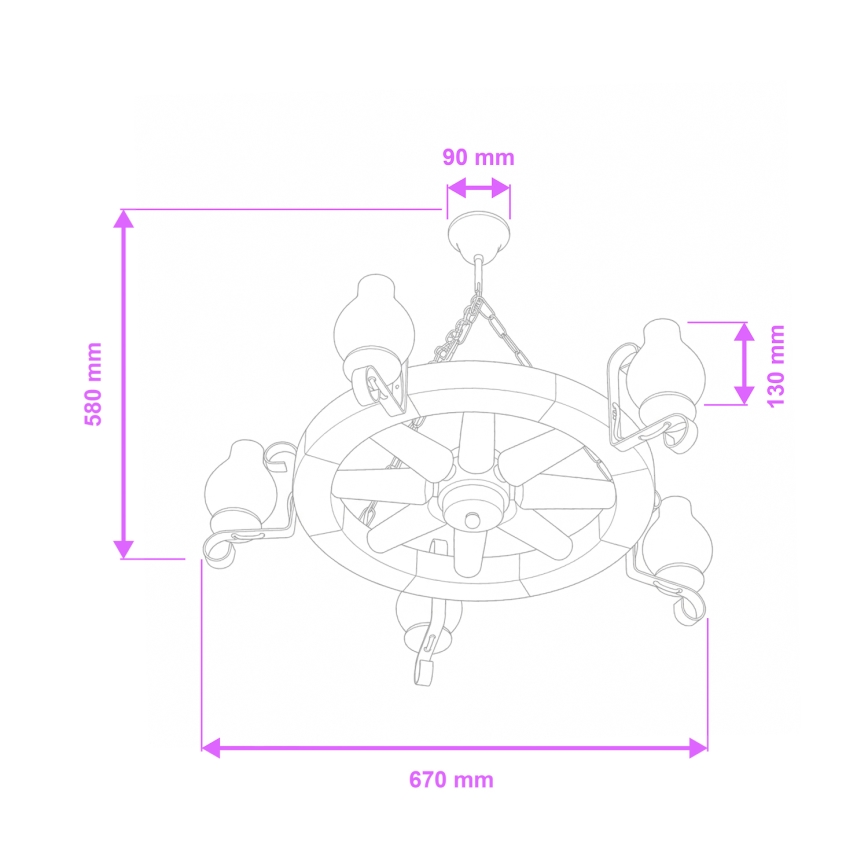 Brilagi - Lustr na řetězu ROATA 5xE14/40W/230V pr. 70 cm buk/ořech