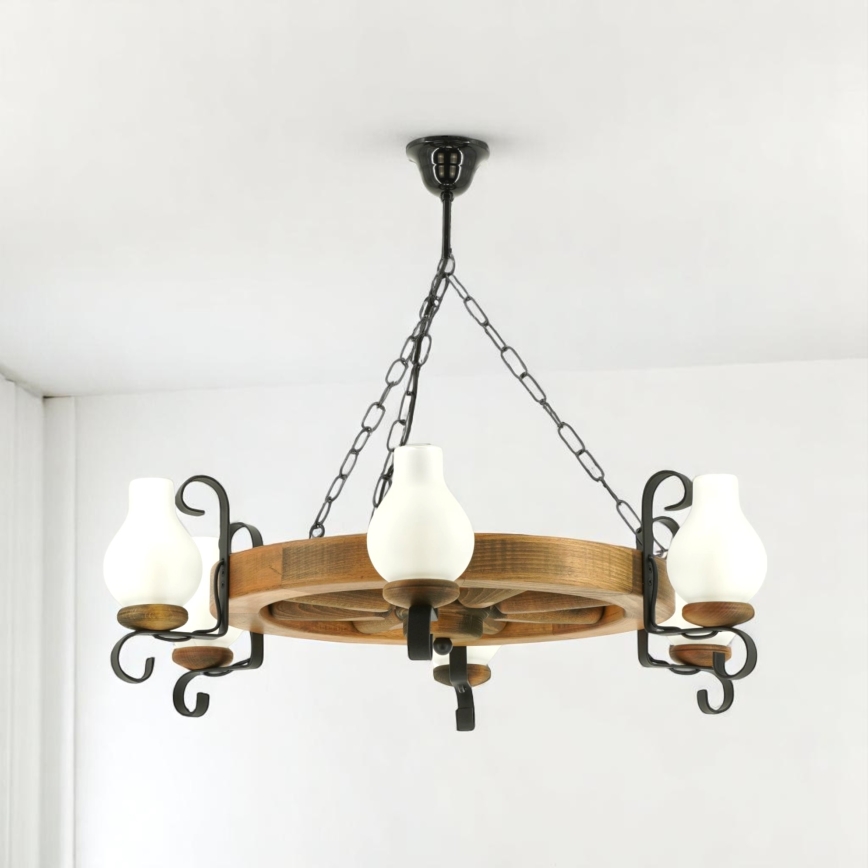 Brilagi - Lustr na řetězu ROATA 6xE14/40W/230V pr. 70 cm buk