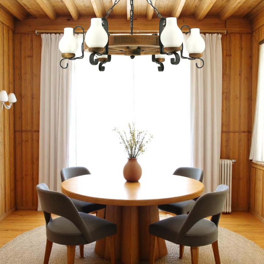 Brilagi - Lustr na řetězu ROATA 6xE14/40W/230V pr. 70 cm buk