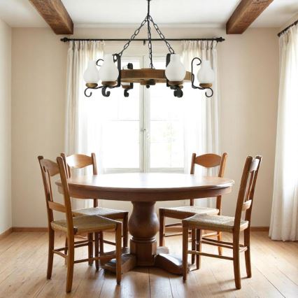 Brilagi - Lustr na řetězu ROATA 6xE14/40W/230V pr. 70 cm buk