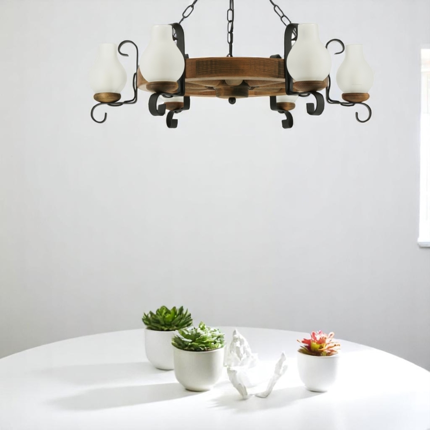 Brilagi - Lustr na řetězu ROATA 6xE14/40W/230V pr. 70 cm buk