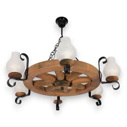 Brilagi - Lustr na řetězu ROATA 6xE14/40W/230V pr. 70 cm buk