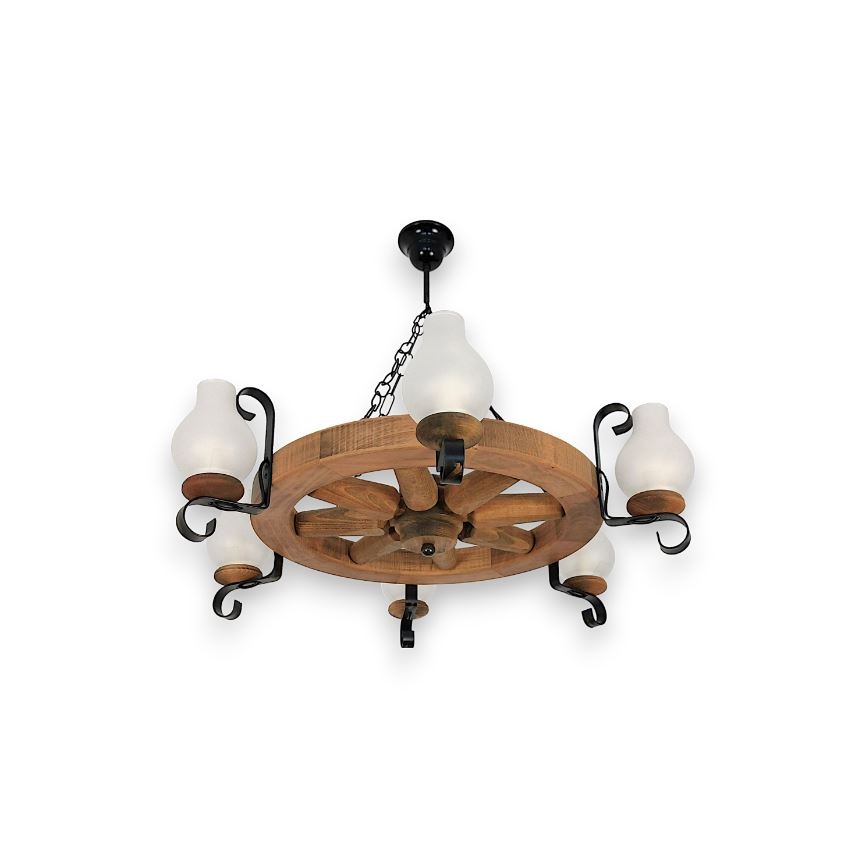 Brilagi - Lustr na řetězu ROATA 6xE14/40W/230V pr. 70 cm buk