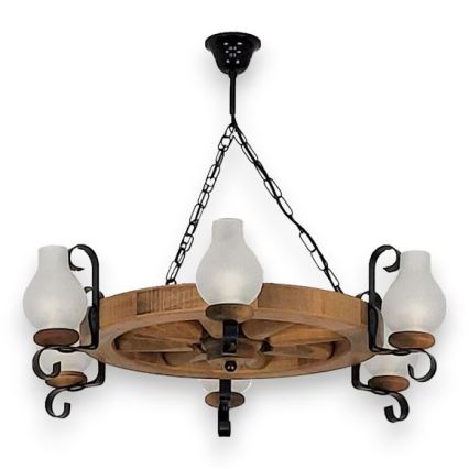 Brilagi - Lustr na řetězu ROATA 6xE14/40W/230V pr. 70 cm buk