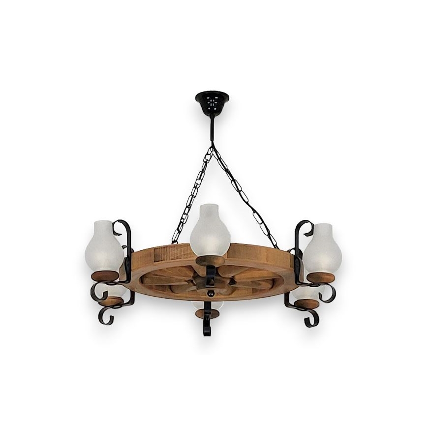 Brilagi - Lustr na řetězu ROATA 6xE14/40W/230V pr. 70 cm buk