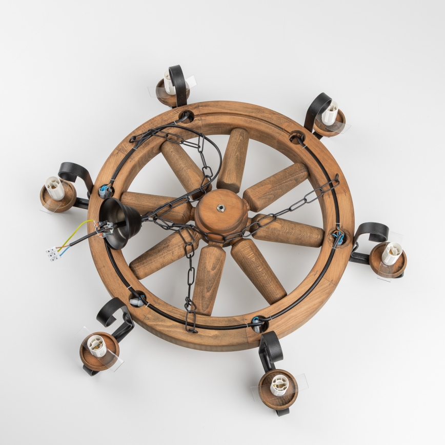 Brilagi - Lustr na řetězu ROATA 6xE14/40W/230V pr. 70 cm buk