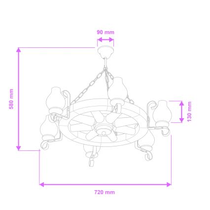 Brilagi - Lustr na řetězu ROATA 6xE14/40W/230V pr. 70 cm buk