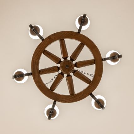 Brilagi - Lustr na řetězu ROATA 6xE14/40W/230V pr. 70 cm buk/ořech