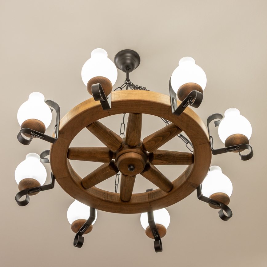 Brilagi - Lustr na řetězu ROATA 8xE14/40W/230V pr. 70 cm buk