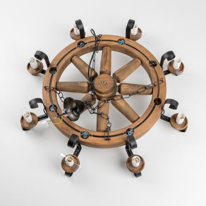 Brilagi - Lustr na řetězu ROATA 8xE14/40W/230V pr. 70 cm buk